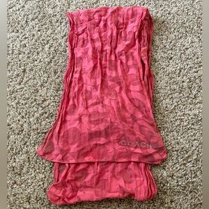 Coach Vibrant Pink Logo Scarf Cotton Silk Embellished Travel Monogram Minimalist
